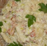 Penne cu spuma de praz si smantana