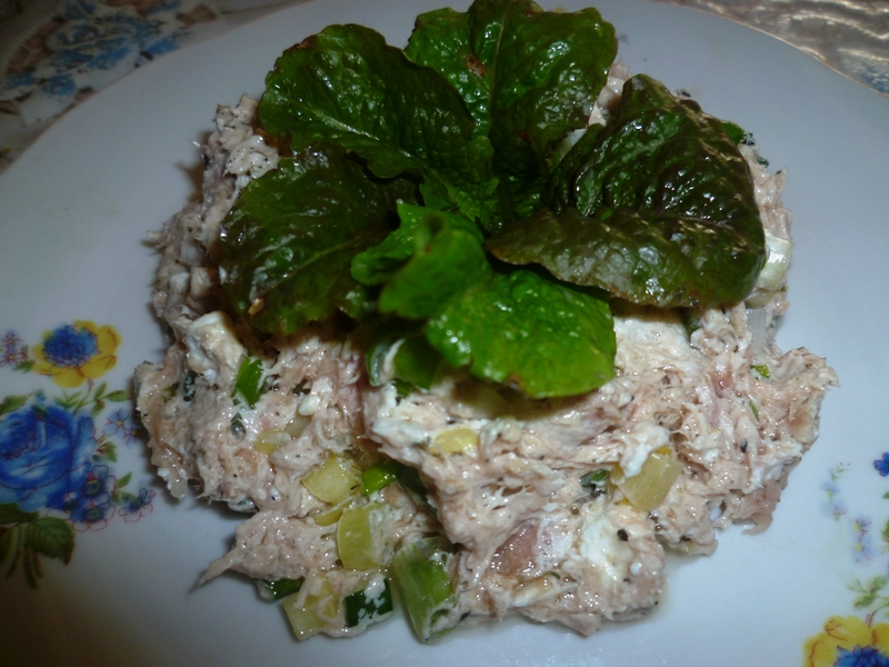 Salata de ton cu ceapa verde si feta
