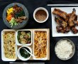 Pranz corean cu orez amestecat,coaste pe gratar,garnituri si salate picante-10