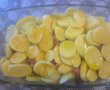 Rulouri din pulpe  de pui cu legume , branza topita si pepene galben  pe pat de cartofi-13