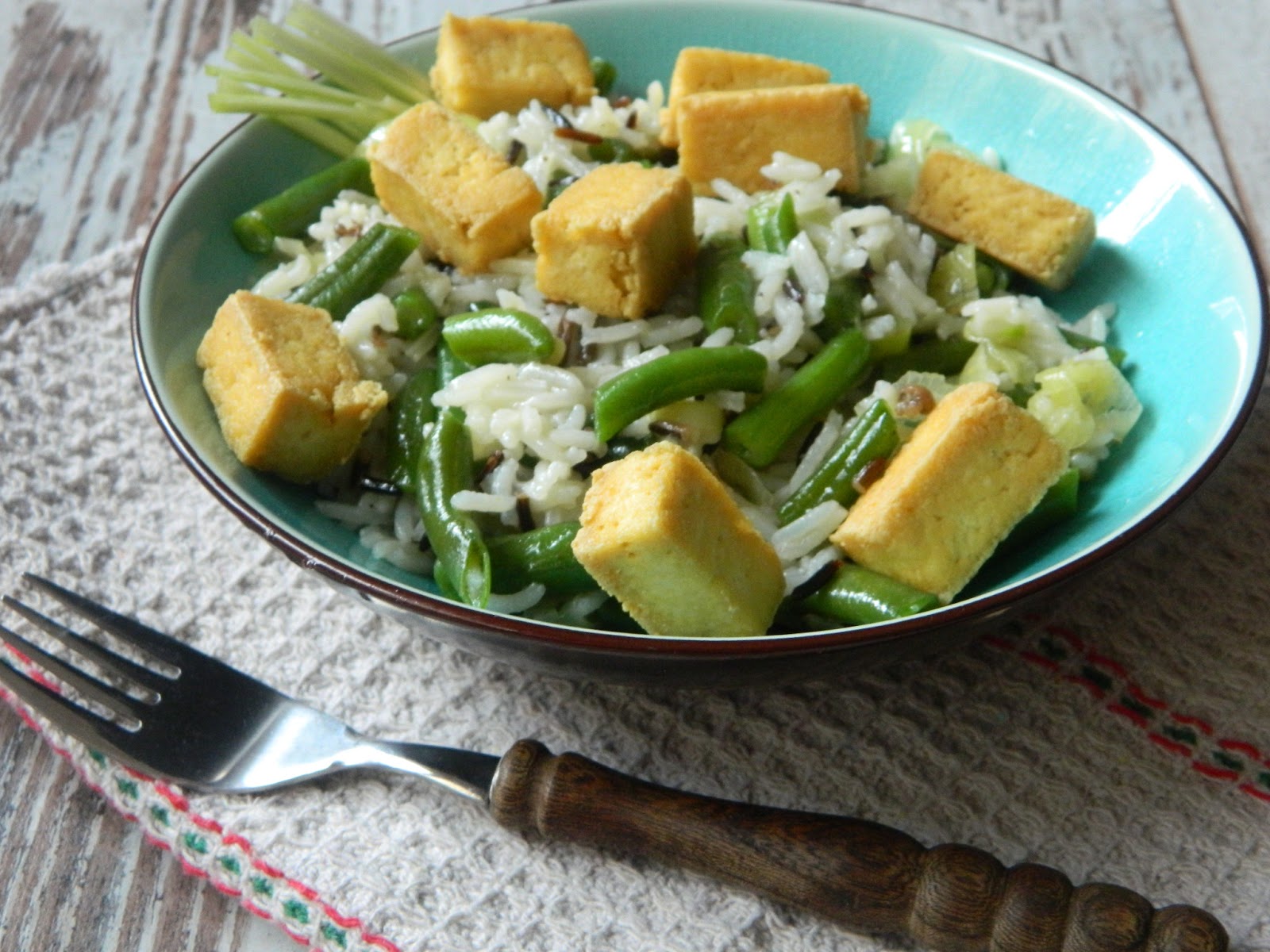 Orez cu tofu si fasole verde