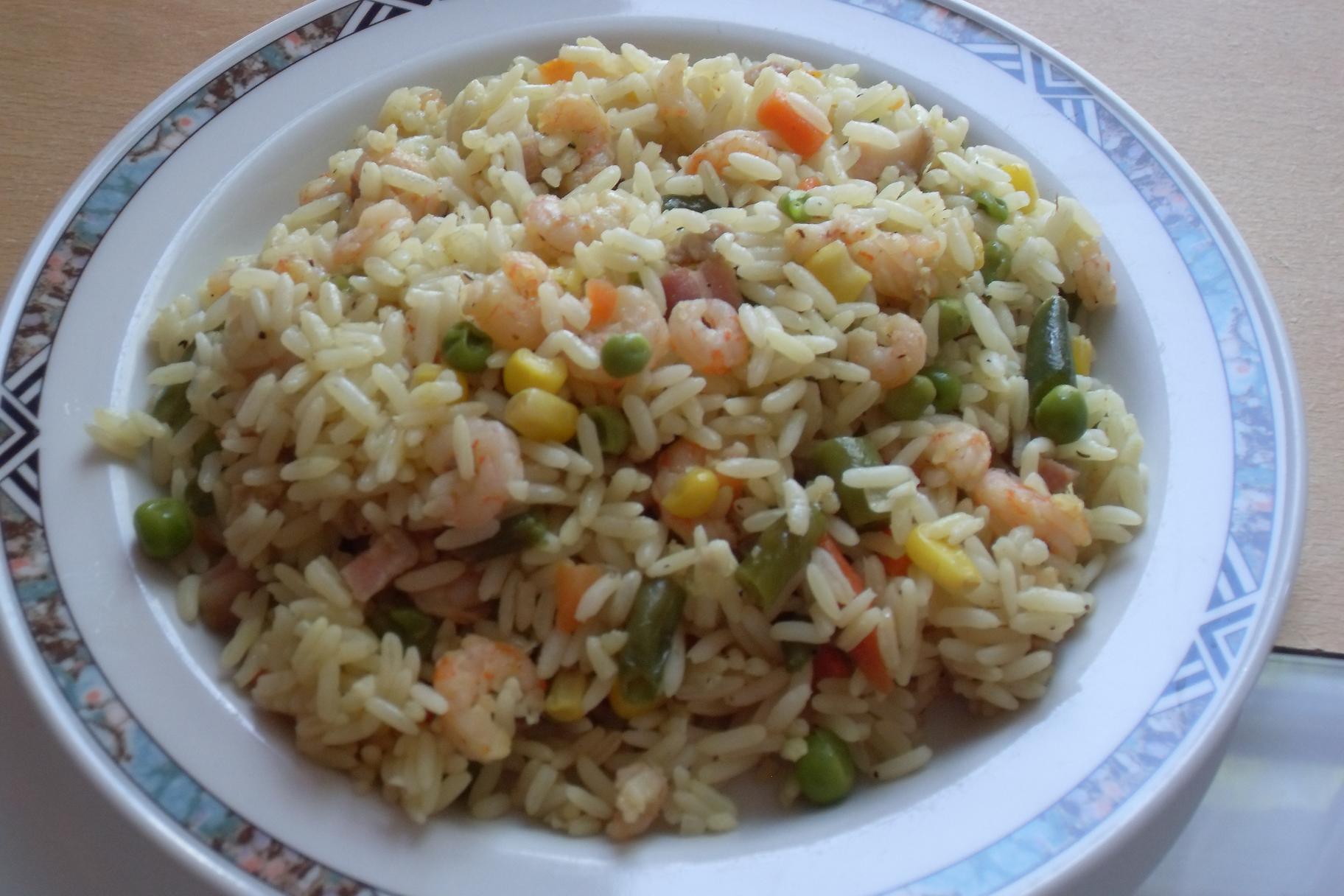 Fried rice(Orez cu legume si prawns)