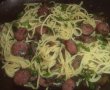 Spaghete cu ciuperci si carnati afumati-8