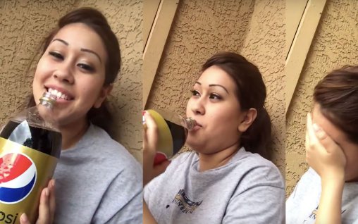Cum reactioneaza o femeie care bea Pepsi pentru prima oara