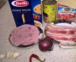Penne gratinate cu șuncă, bacon și ciuperci-0