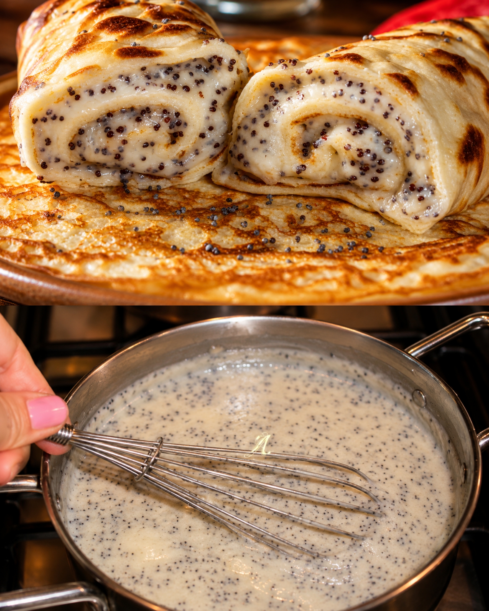 Crema de lapte si mac (pentru clatite)