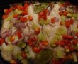 Peste pangasius la cuptor, cu legume si mamaliguta-1