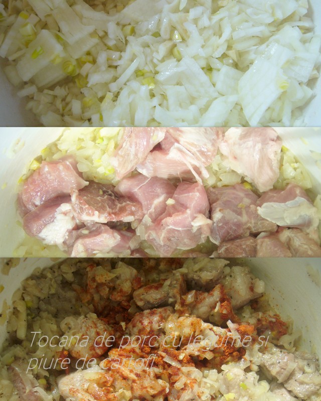Tocana de porc cu legume si piure de cartofi