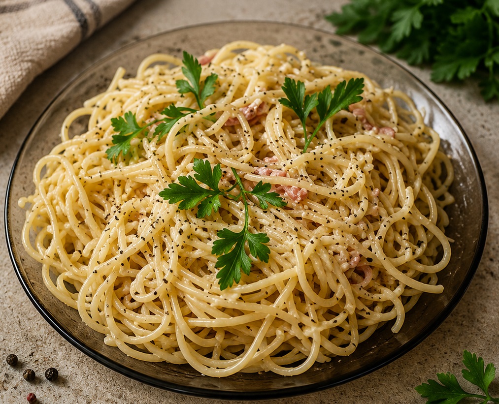 Spaghetti Carbonara cu smantana