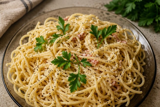 Spaghetti Carbonara cu smantana