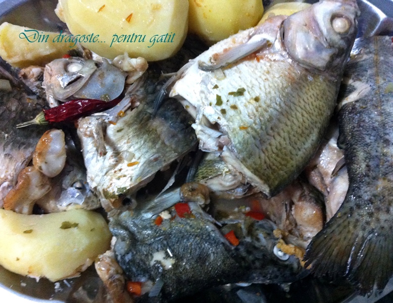 Ciorbă de peşte din caras, plătică şi păstrăv în stil pescăresc
