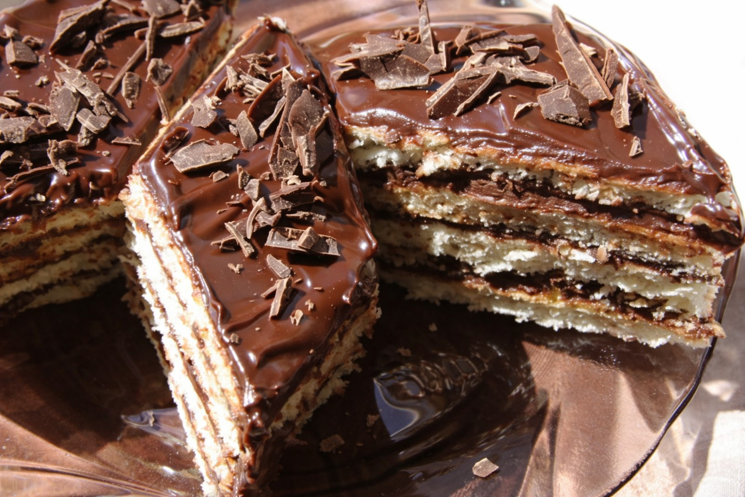 Desert Prajitura cu foi fragede si crema de cacao si rom, deliciul unei mese reusite