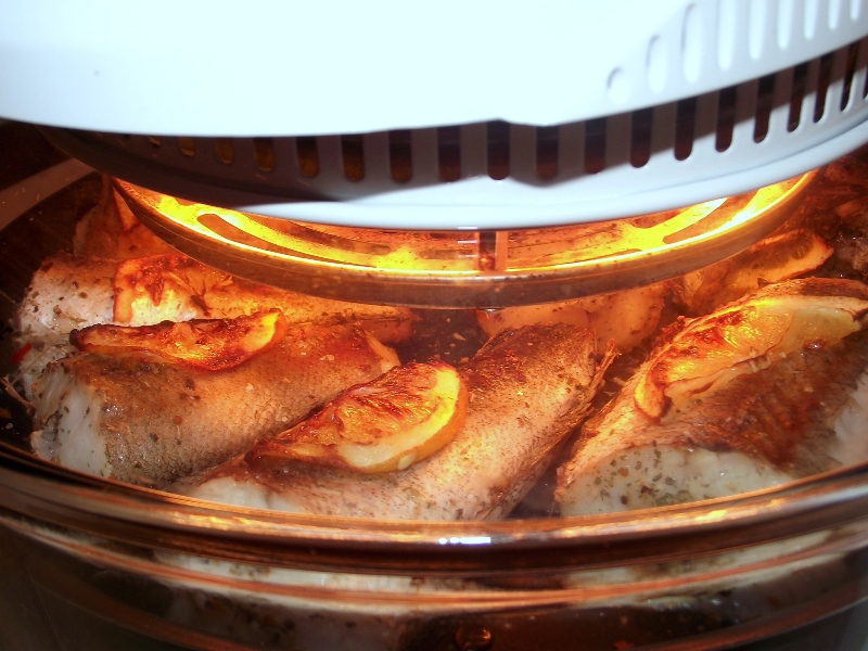 Trunchi de merluciu pregatit in cuptor cu halogen