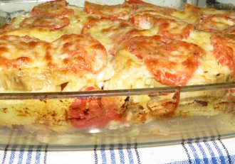 Musaca de vinete, cartofi si carne de curcan