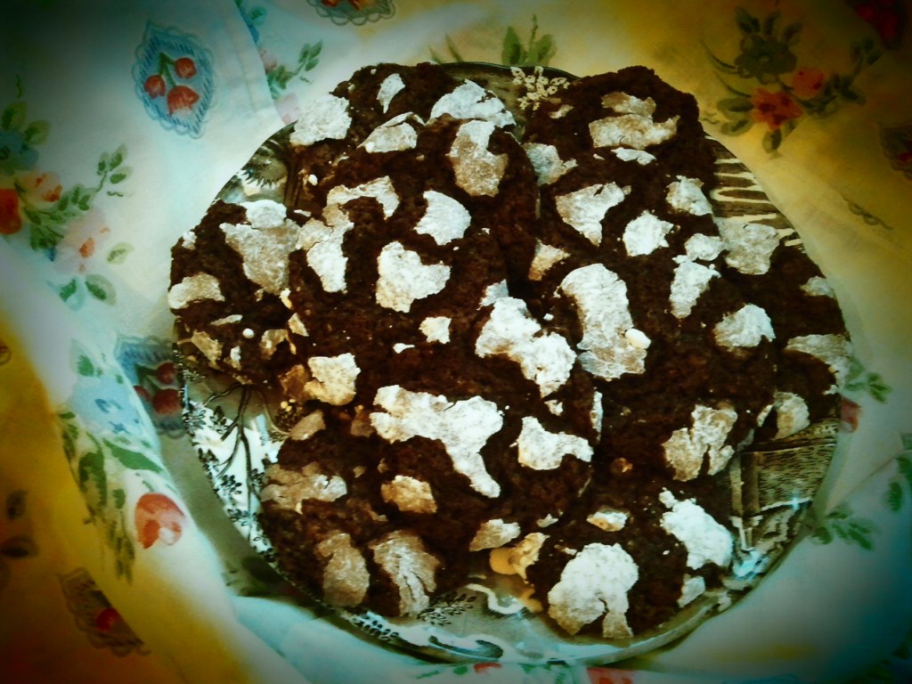 Biscuiti de ciocolata in crusta de zahar pudra