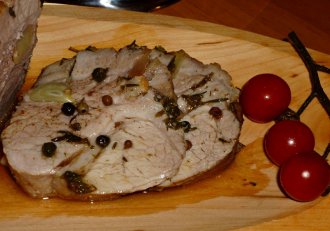 Pulpa de porc impanata cu usturoi si afumatura