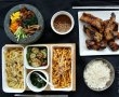 Pranz corean cu orez amestecat,coaste pe gratar,garnituri si salate picante-10