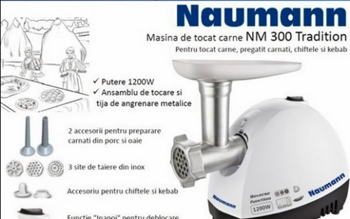 Concurs pe pagina de facebook a bucataras.ro: 5 masini de tocat Naumann 300 Traditional!