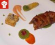 Prepelita invelita in bacon cu jeleu de mazare si cartofi-2