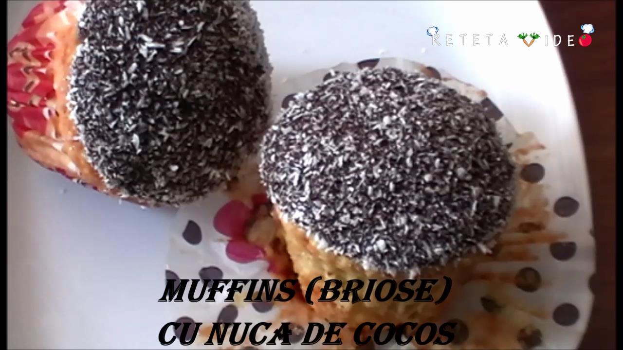 Briose cu nuca de cocos si ciocolata (Reteta Video)