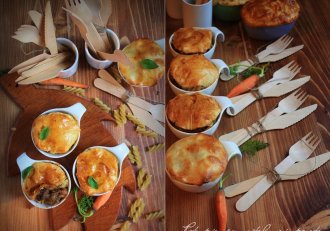 Pasta Pot Pie~sau~Tocanita de vitel cu paste sub capac de foietaj
