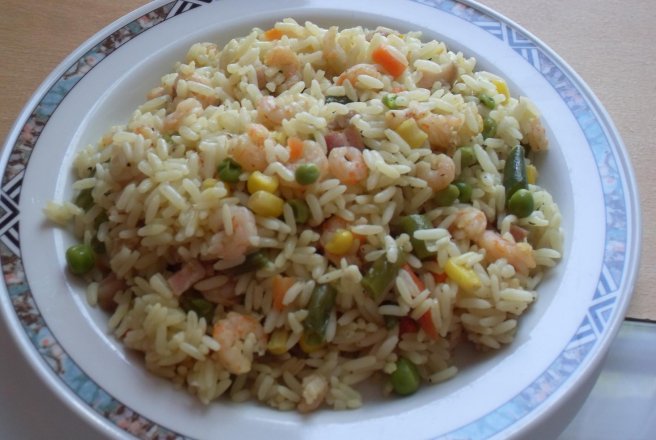 Fried rice(Orez cu legume si prawns)
