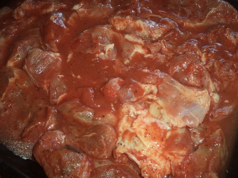 Friptura rosie de porc la cuptor