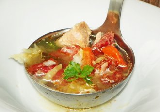 Ciorba cu carne de porc si afumatura