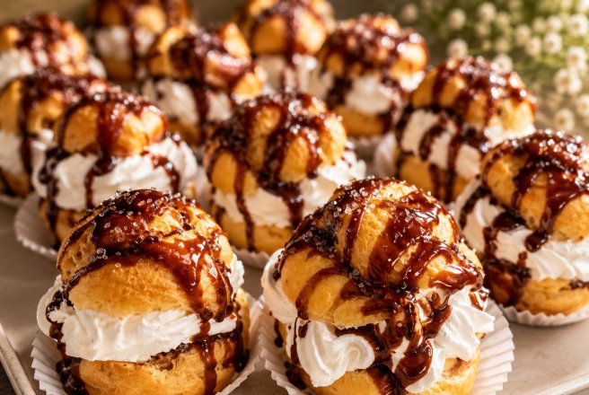Choux a la creme cu dulceata de zmeura