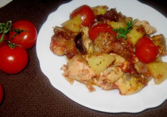 Cartofi copti cu carne