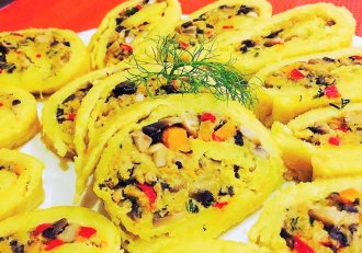 Rulada cu ciuperci si legume de post