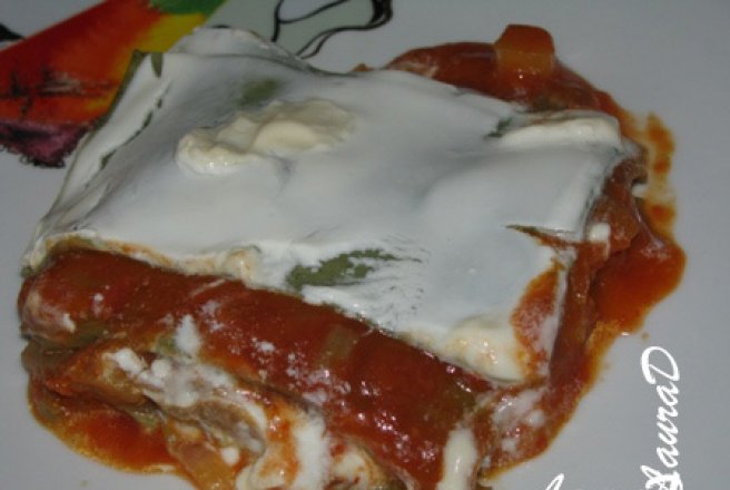 Lasagna cu legume, pasta de rosii si zacusca cu vinete