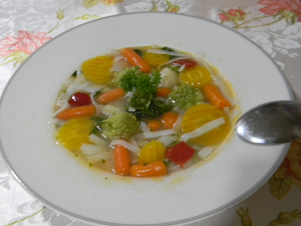 Supa cu vegetale si taitei de orez