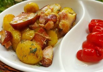 Ciolan afumat cu cartofi noi