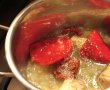 Supa crema de anghinare, sparanghel, rosii, ardei cu topping de calamari-7