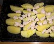 Cartofi fierti la cuptor, cu pui, sunca si cascaval-1