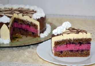Desert tort cu crema de portocale si mure - reteta nr. 200