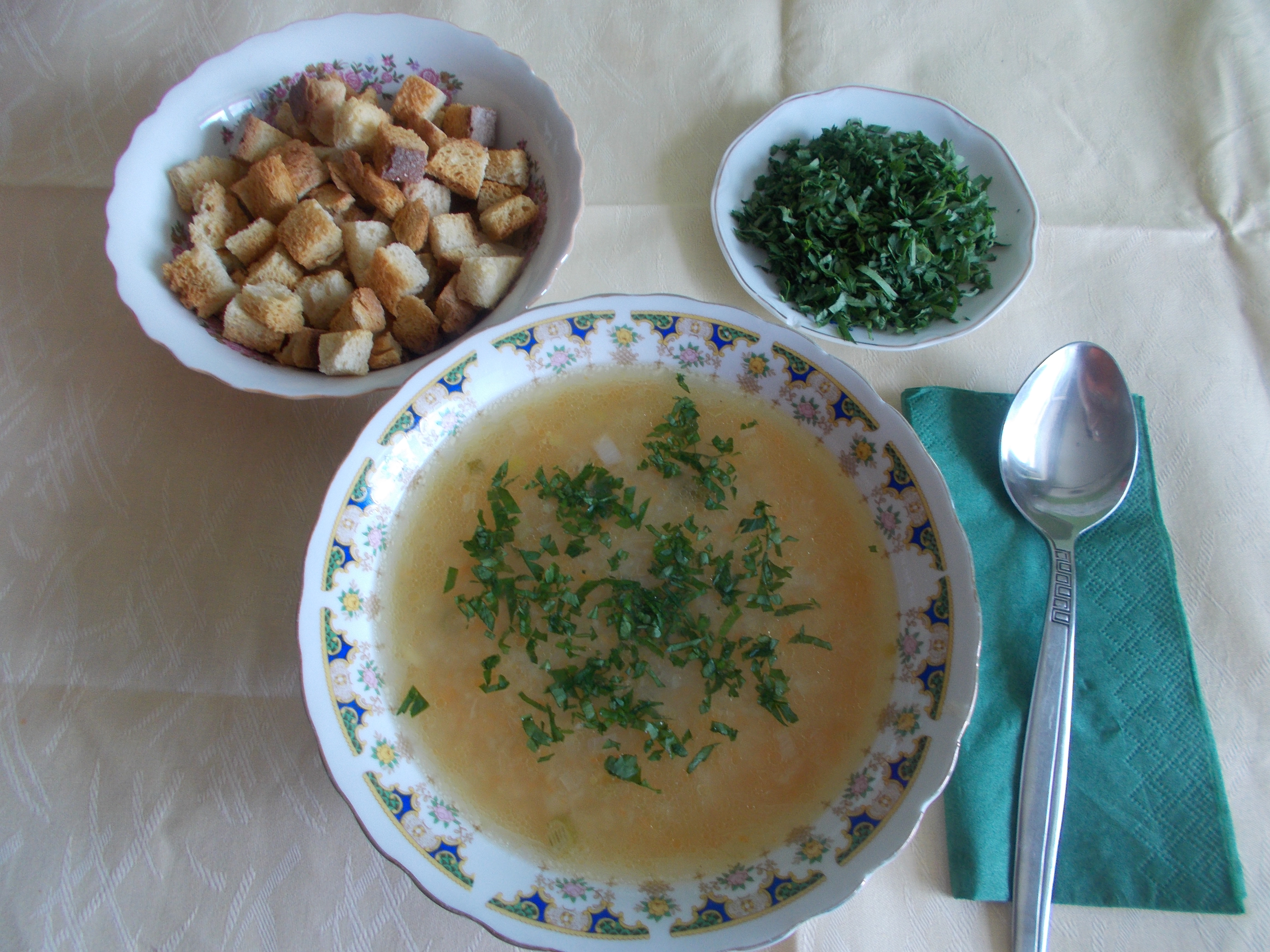 Supa-crema de legume, cu crutoane