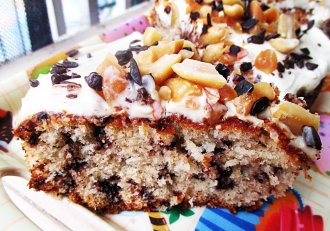 Desert prajitura cu banane si crema de branza
