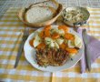 Cotlet de porc (vrabioara) la tigaia grill, cu legume gatite la abur si salata de varza dulce-0