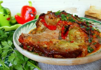 Evantai din carne de porc cu legume