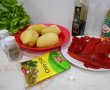 Salata de cartofi, cu ardei copti si salata verde creata-1