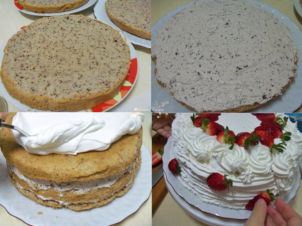 Desert tort 8 Martie, cu nuca, stracciatella, frisca si capsuni