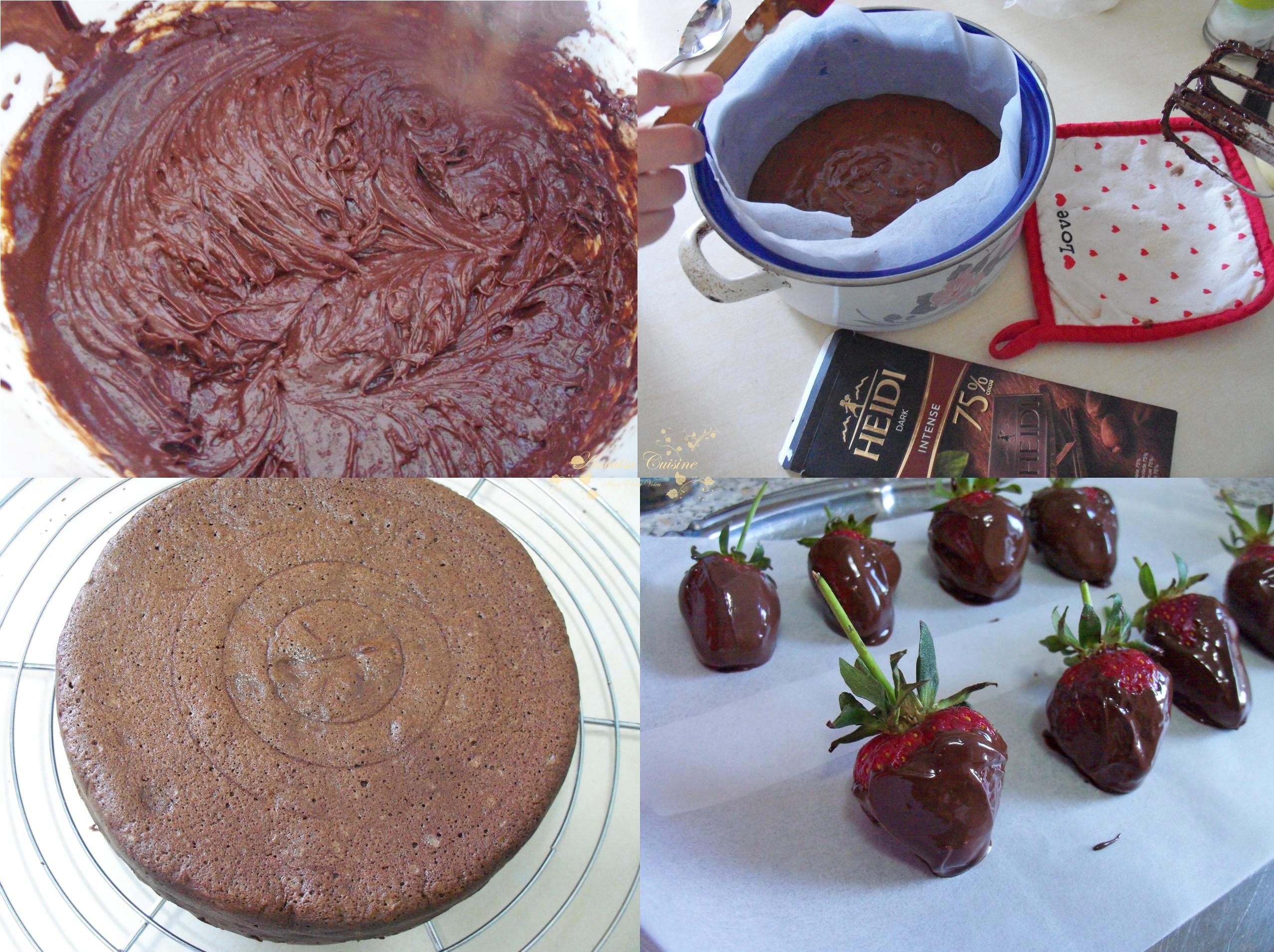 Desert tort de ciocolata, cu frisca si capsuni