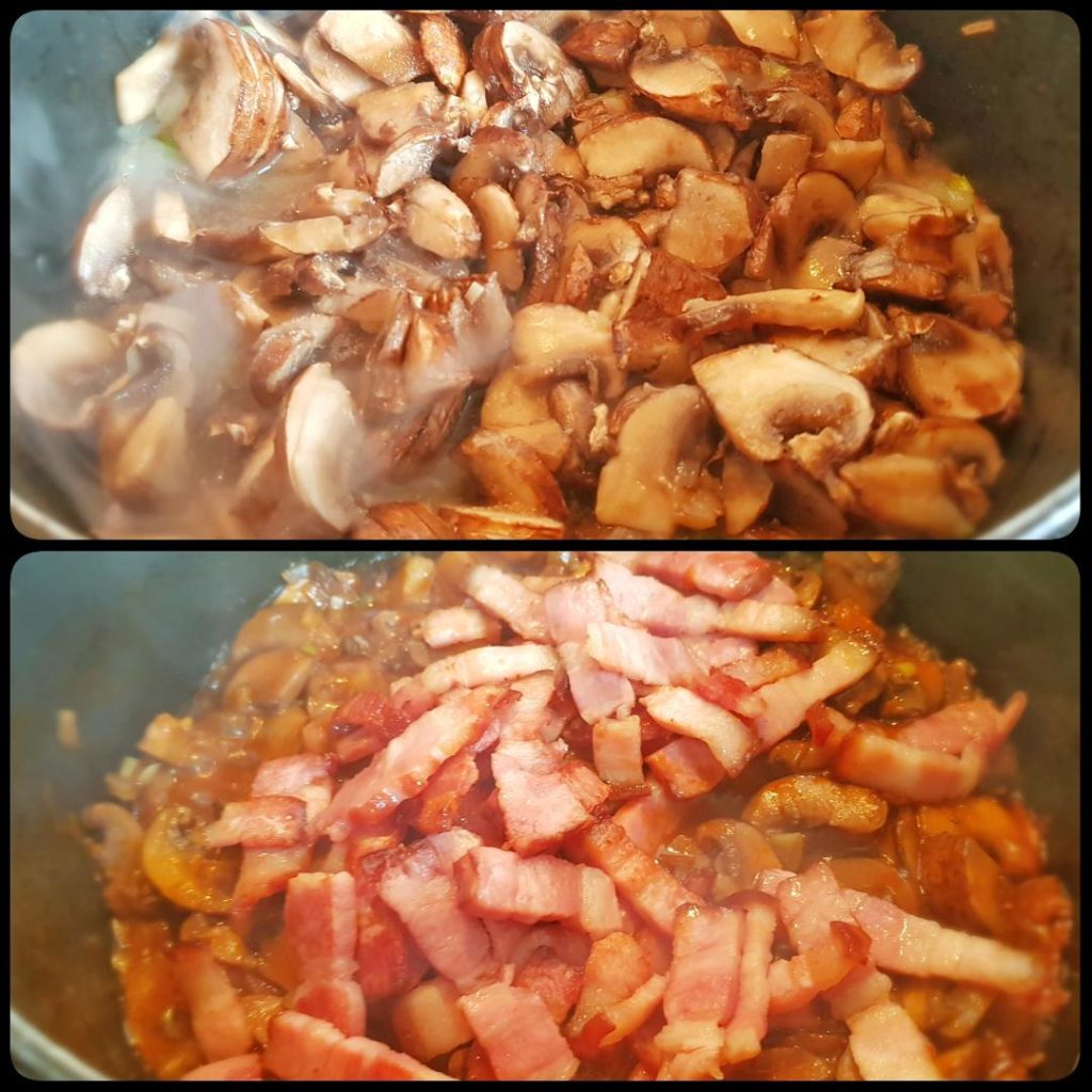 Tocanita de ciuperci cu bacon