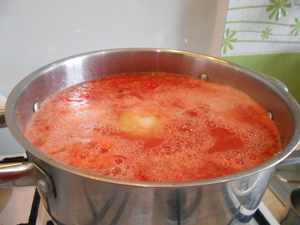 Supa de rosii cu taitei lenesi (turnatei)