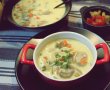 Supa de pui, ciuperci si legume dreasa cu ou si smantana-3
