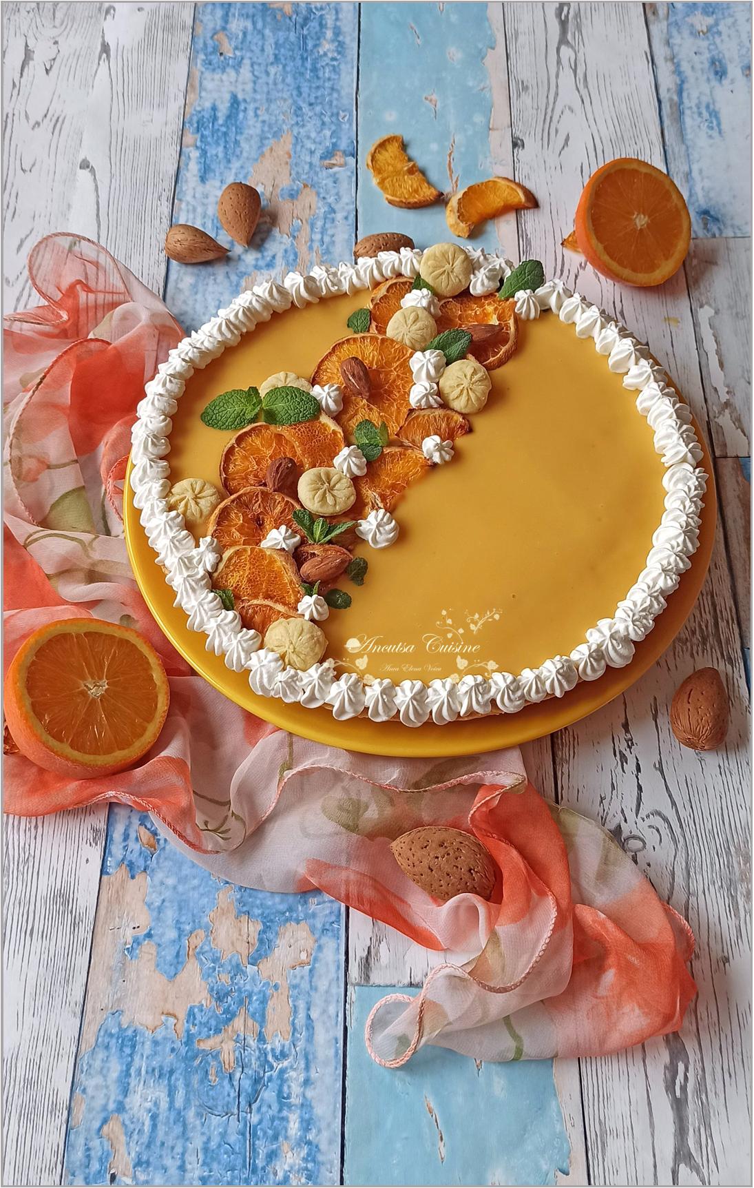 Desert tarta cu crema frangipane si orange curd