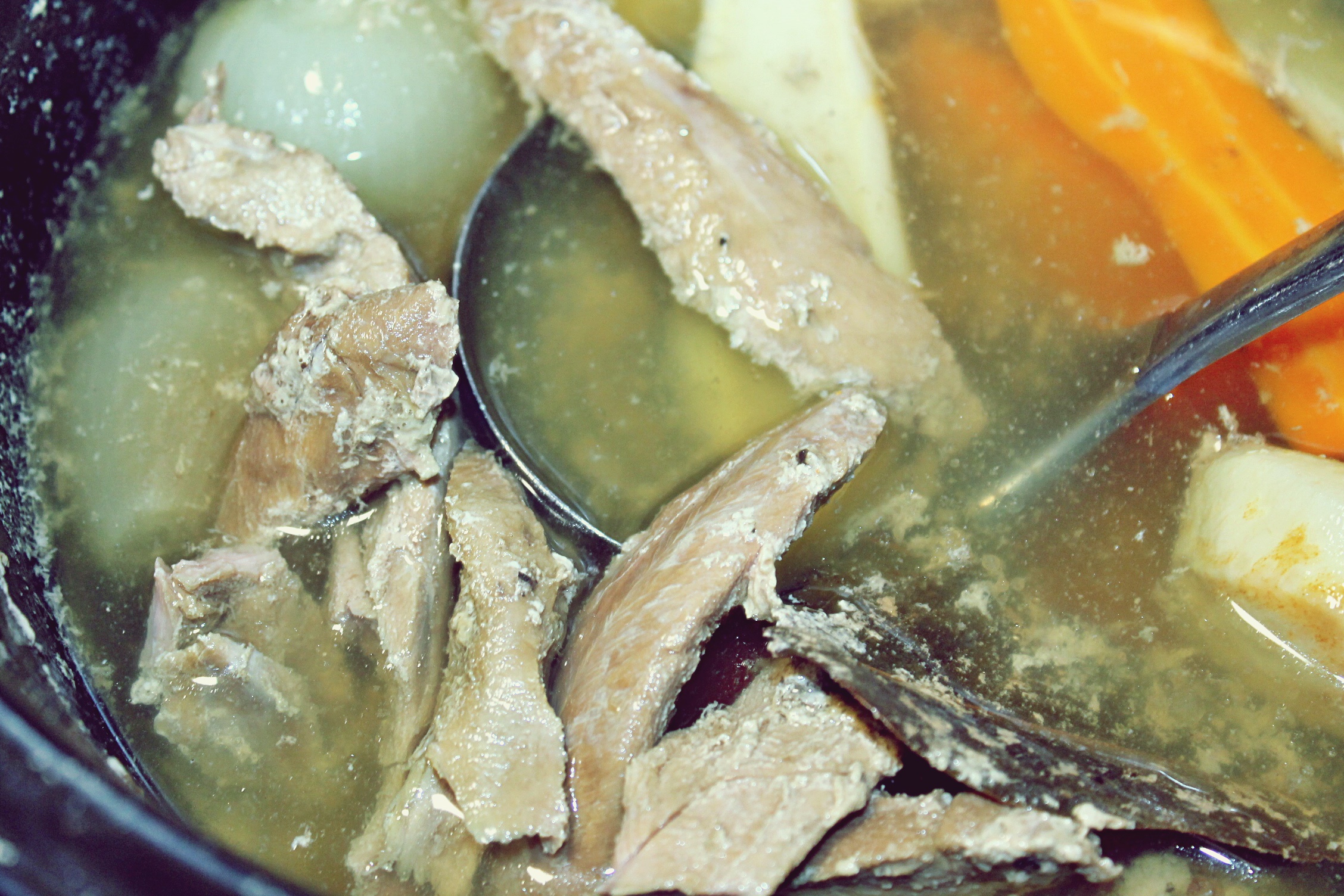 Supa din carne de rata cu galuste la slow cooker Crock Pot