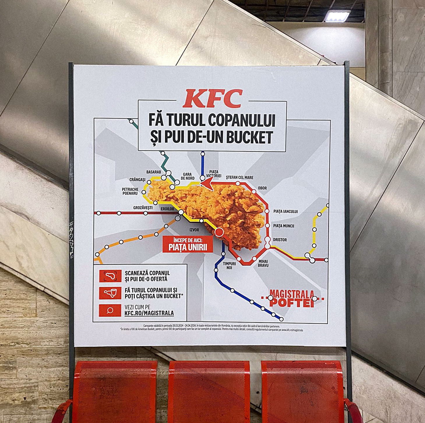 Cu copanul KFC pe hartă, călătoriile cu metroul au alt gust